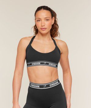Спортивний бра Gymshark &laquo;Light Support Halter Neck Logo&raquo; &mdash; колір: Чорний &mdash; Extra Small B5C6D-BB2J-XS фото