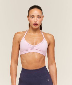 Спортивне бра Gymshark Light Support Minimal Halterneck Bra - Haze Pink &mdash; Small B3B4A-KDNB-S фото