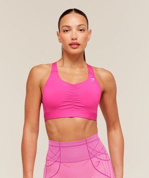 Спортивний бра Gymshark &laquo;High Support Ruched - Super-Set Pink&raquo; &mdash; колір: Рожевий &mdash; Small B5C4Q-KDFW-S фото