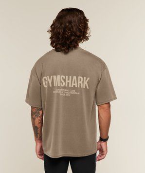 Футболка Gymshark Conditioning Club Washed T-Shirt - Trail Brown/Vanilla Beige/Wash &mdash; Extra Extra Extra Large A4C5N-NDRT-3XL фото