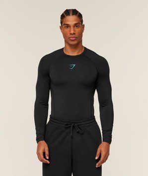 Лонгслів Gymshark Gymshark Element Baselayer Long Sleeve T-Shirt - Black/Brand Blue &mdash; Extra Extra Extra Large A2B5M-BC8K-3XL фото