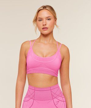 Спортивний бра Gymshark &laquo;Apex Seamless Strappy - Focus Pink/Super-Set Pink&raquo; &mdash; колір: Рожевий &mdash; Small B3B3K-KDHL-S фото