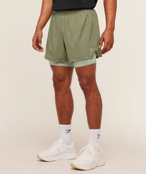 Шорти Gymshark &laquo;Running 4" 2in1&raquo; &mdash; колір: Зелений &mdash; Extra Small A3B9P-EDDB-XS фото