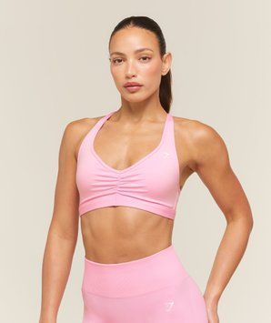 Спортивний бра Gymshark &laquo;Ruched 2.0&raquo; &mdash; колір: Рожевий &mdash; Large B6C4Y-KDM9-L фото