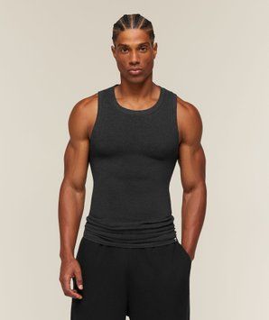 Майка Gymshark Cotton Seamless Sleeveless Top - Black Marl &mdash; Large A5C6M-BDVY-L фото